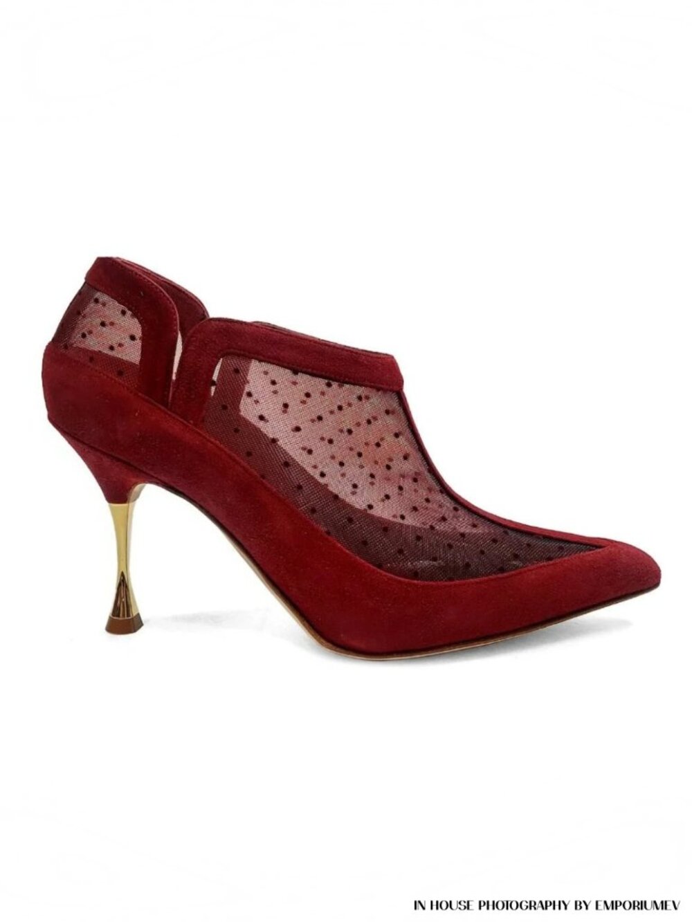 Manolo Blahnik Onor 90 Mesh Ankle Boots Wine EU 36